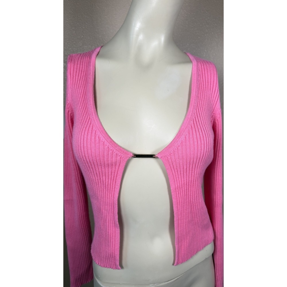 Abercrombie & Fitch Pink Ribbed Cutout Long Sleeve Cardigan Top Women's M